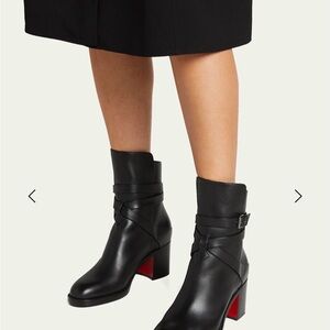 Christian Louboutin Black Ankle Boots with Red Soles New In Box Size 38